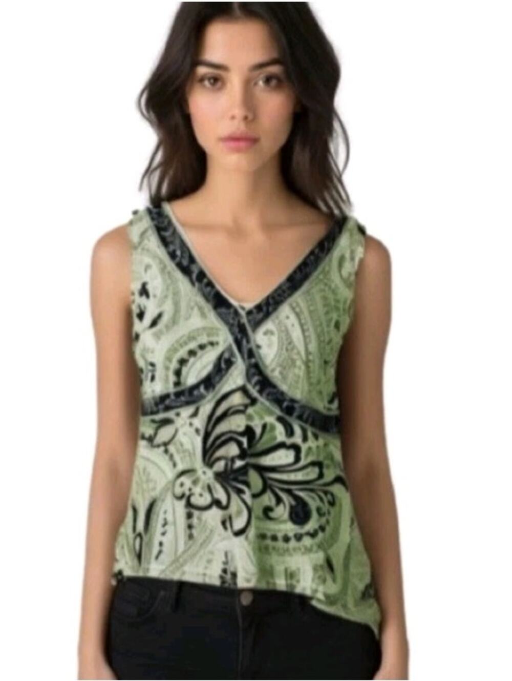 Vintage Tahari Arthur S. Levine Y2K Sleeveless Paisley Top Sz 10